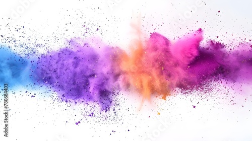 colorful rainbow holi paint color powder explosion isolated white background photo