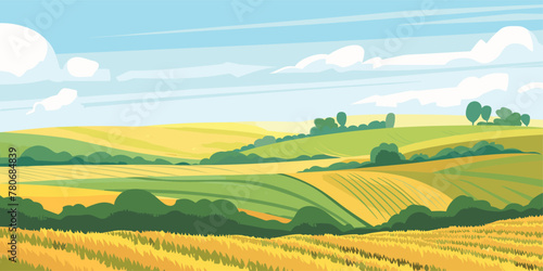 Poster, Cover, and Card Set Featuring Sunny Beach, Village, and Sea View in Europe - Flat Design Illustrations for Vacation Travel and Holiday Relaxation. Summer nature landscape