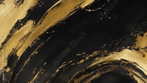 Abstract gold and Black painting background, brush texture, gold texture