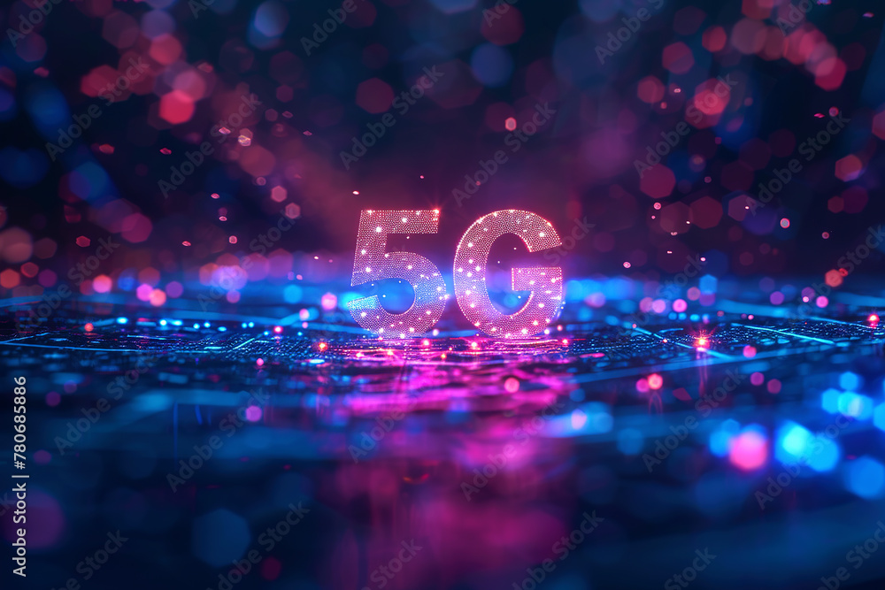Futuristic 5G logo Network Technology Background Futuristic 5G logo Network Technology Background