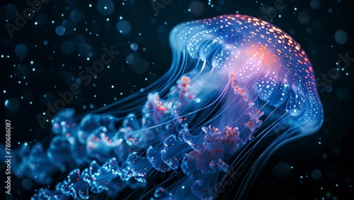 Fantasy dream animation: galactic jellyfish in beautiful surreal world. photo