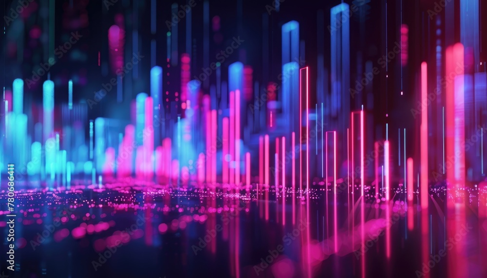A colorful cityscape with a lot of lines and numbers by AI generated image