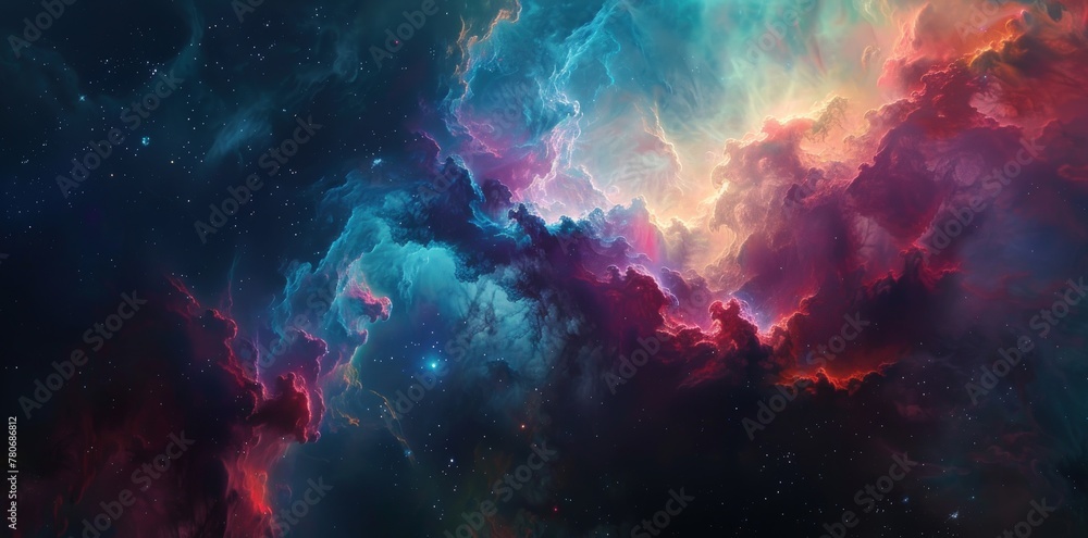 Ethereal nebula with vibrant colors and swirling clouds. Generate AI image