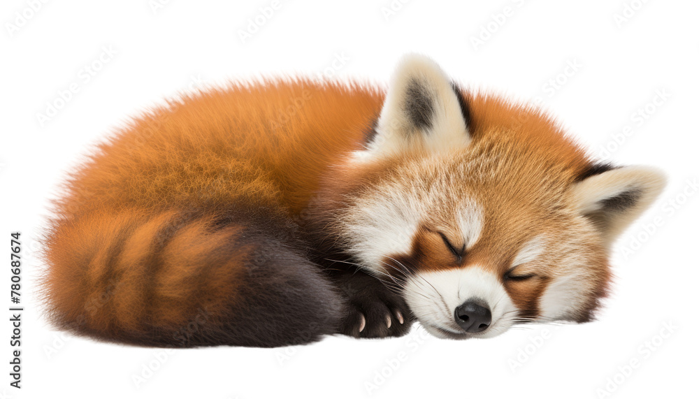Naklejka premium red panda sleeping isolated on transparent background cutout