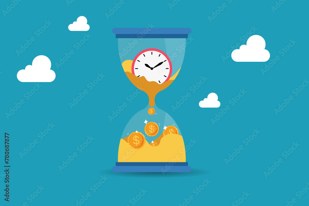 Time management.Money saving.Time is money concept, time value of money ...