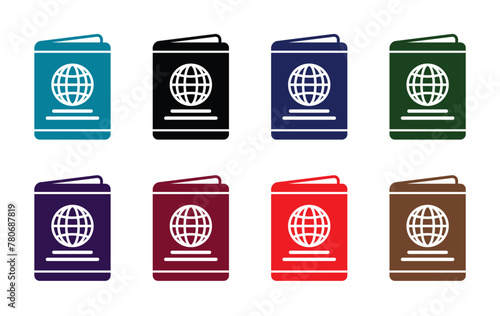 simple classic passport icon set various colors