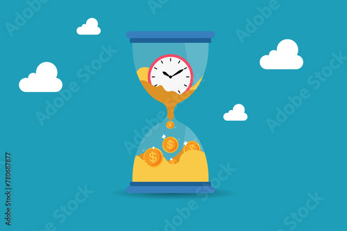 Time management.Money saving.Time is money concept, time value of money. 