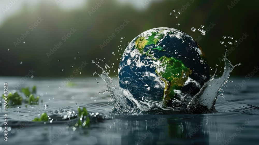 The concept of saving water and protecting the global environment, earth, earth, ecology, nature The concept of saving water and protecting the global environment, earth, earth, ecology, nature