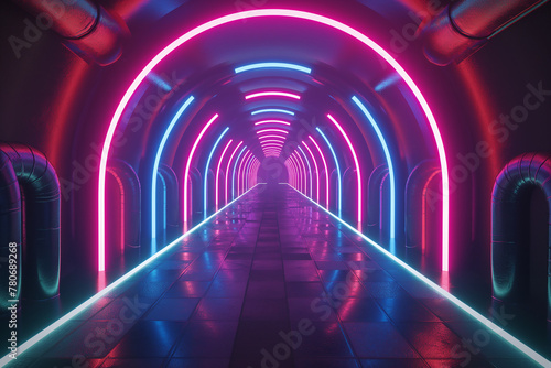 neon light in the tunnel