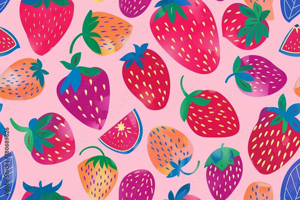 Seamless pattern with strawberries . boho fruit repeating pattern for nursery decor.
Seamless pattern with strawberries . boho fruit repeating pattern for nursery decor.