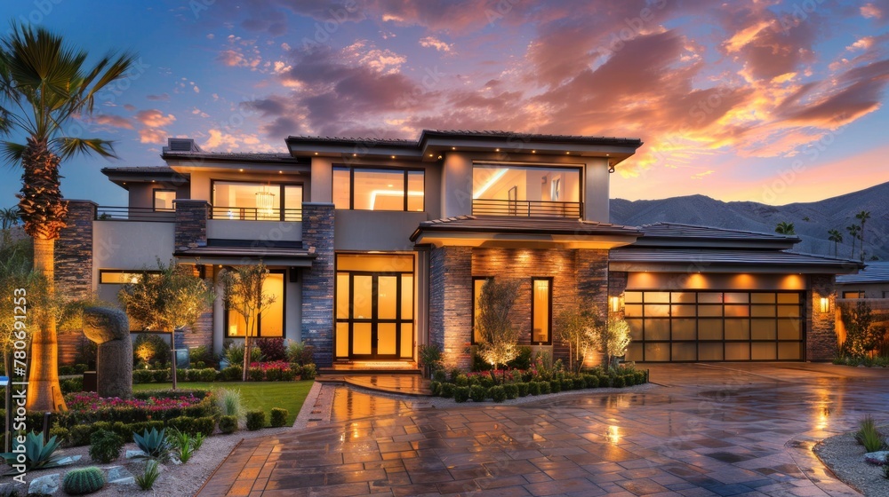 Beautiful luxury mansion style house on a beautiful sunset in high resolution and high quality. concept house,mansion Beautiful luxury mansion style house on a beautiful sunset in high resolution and high quality. concept house,mansion