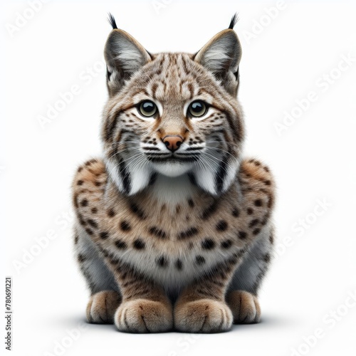 Image of isolated bobcat against pure white background, ideal for presentations
 photo