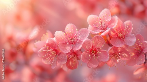 Delicate Pink Cherry Blossoms in Soft Light. Generative AI