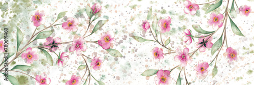 Botanical art wallpaper with flowers and leaves. Modern creative design watercolor texture for home decor  banners  and prints. Vector illustration.