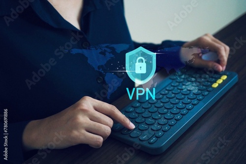 Businesspeople using VPN for a secure connection and use the internet anonymously internet security. photo