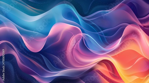 Blue Wave of Light and Smoke: Abstract Background Illustration with Smooth Swirls and Fractal Patterns