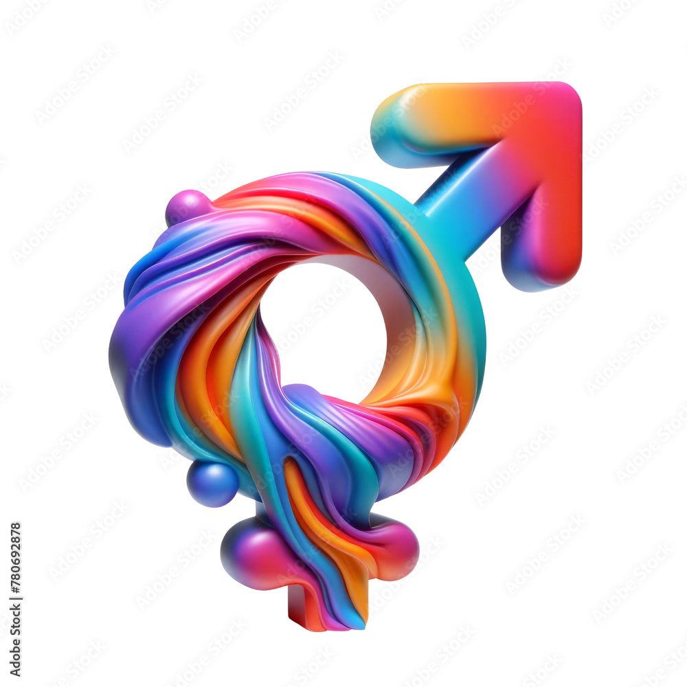 the gender fluid symbol with a rainbow colored arrow pointing upwards Pride Day and Month, Rainbow ,3d render isolated transparent. the gender fluid symbol with a rainbow colored arrow pointing upwards Pride Day and Month, Rainbow ,3d render isolated transparent.
