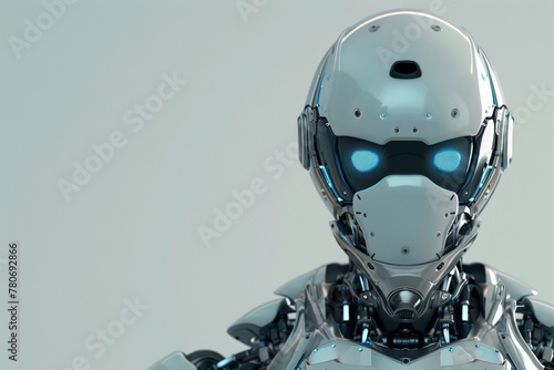A humanoid robot with big blue eyes and sleek design, showcasing advances in artificial intelligence and robotics
