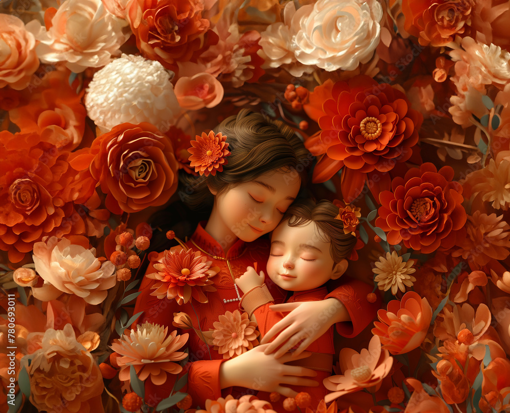 Fototapeta premium a beautiful illustration for mother's day