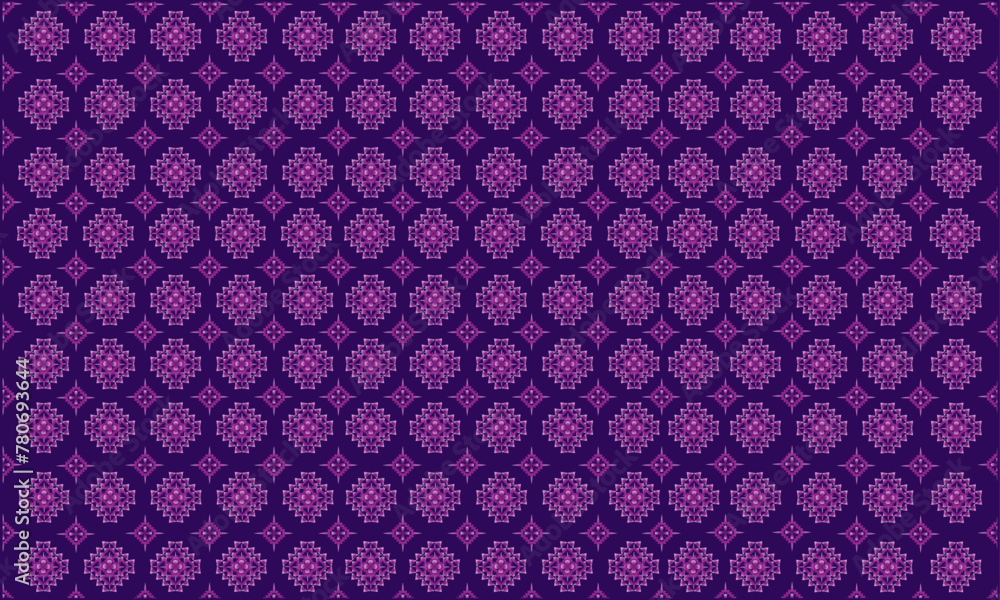 Abstract purple background composed of Thai patterns for printing on fabric or packaging paper.