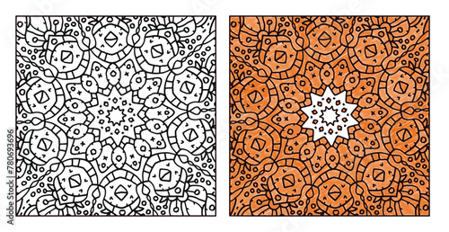 hand-drawn mandala pattern, coloring page, vector illustration © cbgv