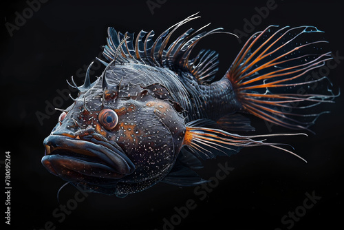 pez abisal oscuro en fondo negro photo