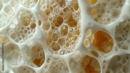 The intricate macro texture of coffee or tea foam captured up close, serving as a mesmerizing and detailed background