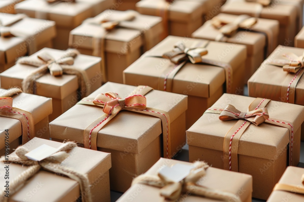 Cardboard delivery box on a clean, flat surface, the perfect mockup for branding, set against a simple, neutral background Cardboard delivery box on a clean, flat surface, the perfect mockup for branding, set against a simple, neutral background