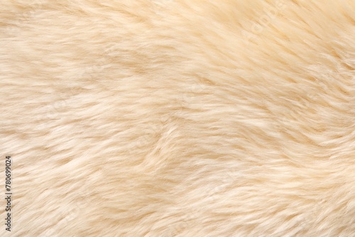 Texture of beige faux fur as background, top view