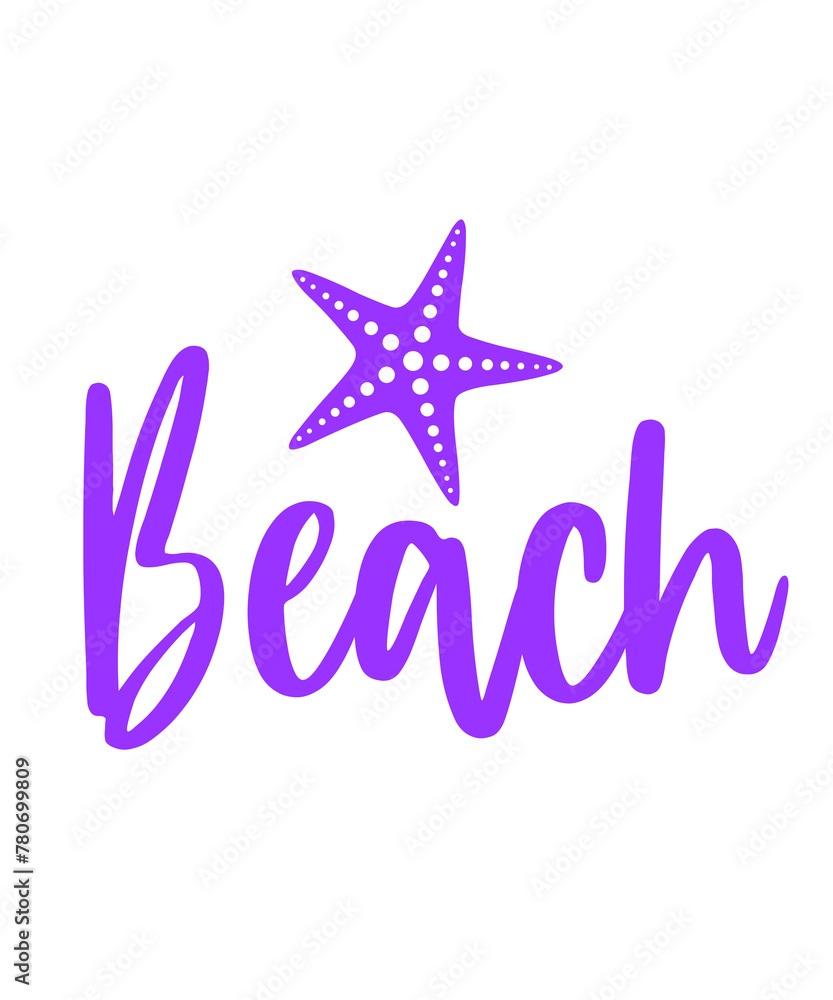 Obraz premium Beach clip art design on plain white transparent isolated background for card, shirt, hoodie, sweatshirt, apparel, tag, mug, icon, poster or badge