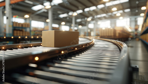 A conveyor belt in a warehouse with boxes on it by AI generated image