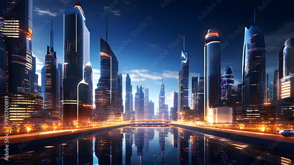 Fototapeta premium futuristic cityscape 3d modeling