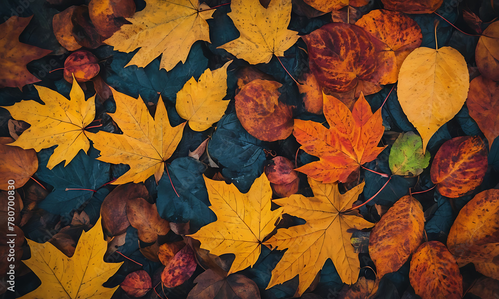 Autumn leaves, pile of leaves, top view, background wallpaper Autumn leaves, pile of leaves, top view, background wallpaper