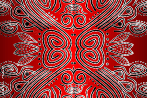 Beautiful aesthetic batik ethnic dayak line art pattern for traditional indonesian culture background 
