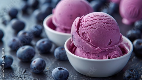 Capture the allure of blueberry ice cream scoops in this creative dessert photography.