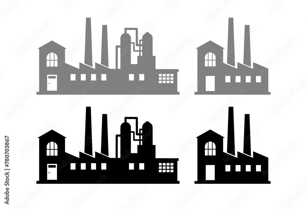 Factory vector icons on white background