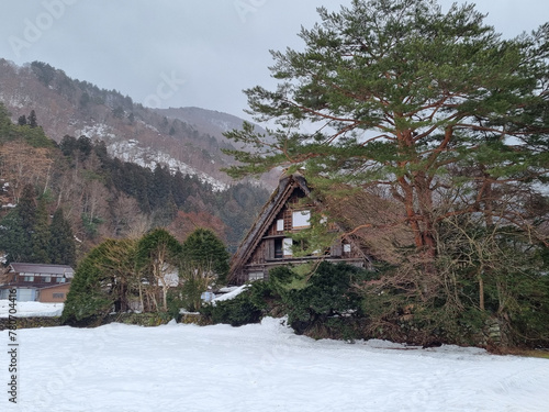The view of landscape shirakawago vilage in winter © pumppump