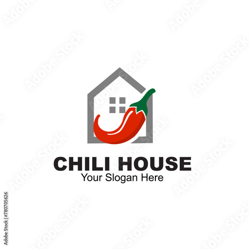 chili house logo design concept vector illustration photo