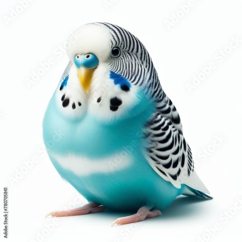 Image of isolated budgerigar against pure white background, ideal for presentations 