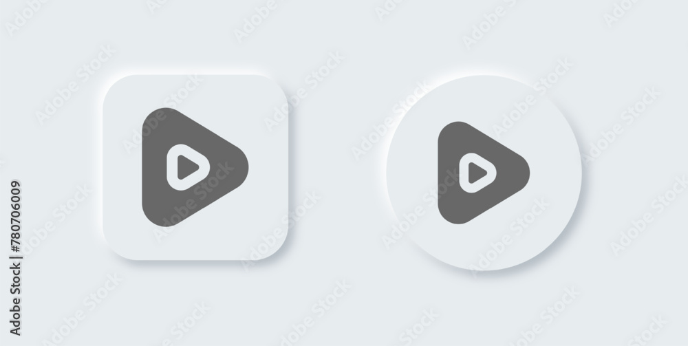 Play button solid icon in neomorphic design style. Media player signs vector illustration. Play button solid icon in neomorphic design style. Media player signs vector illustration.