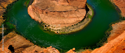 Horshoe Bend Famous View of Colorado River in Canyon with Red Rock photo