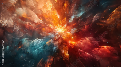 cosmic colors explosion  vibrant space clouds with fiery burst of colors