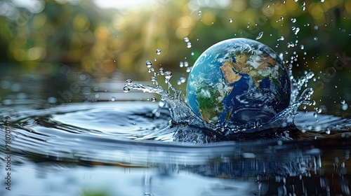 Earth Conservation and Water Saving Concept with Globe  Ecology  Nature  and Planet