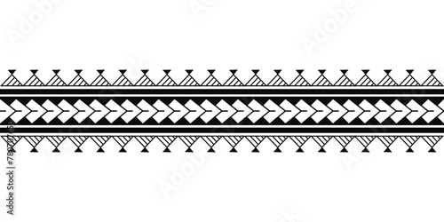 Maori Polynesian tattoo bracelet. Tribal sleeve seamless pattern vector.