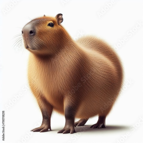 Image of isolated capybara against pure white background, ideal for presentations
