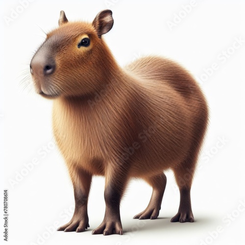 Image of isolated capybara against pure white background, ideal for presentations 