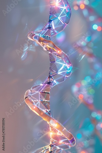 A virtual model of a DNA helix being unraveled, representing the process of genetic analysis