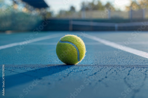 A ball on the blue hard tennis court © Giordano Aita