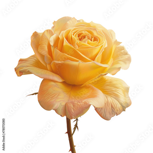 Closeup shot of a yellow hybrid tea rose with transparent background