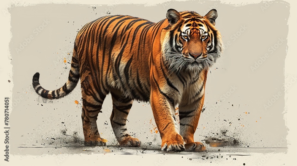 Obraz premium Majestic Tiger Stalking Forward With Artistic Flair